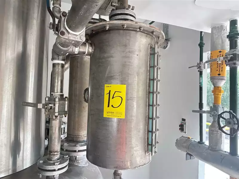 316 STAINLESS STEEL CONDENSATE CATCHER, MEASURES APPROX. 32 CM DIAMETER X 65 CM