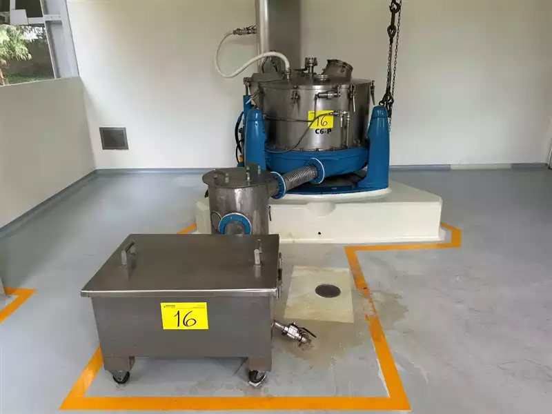 COMI CONDOR Stainless steel basket centrifuge with maximum load 100 kg, serial number 2389